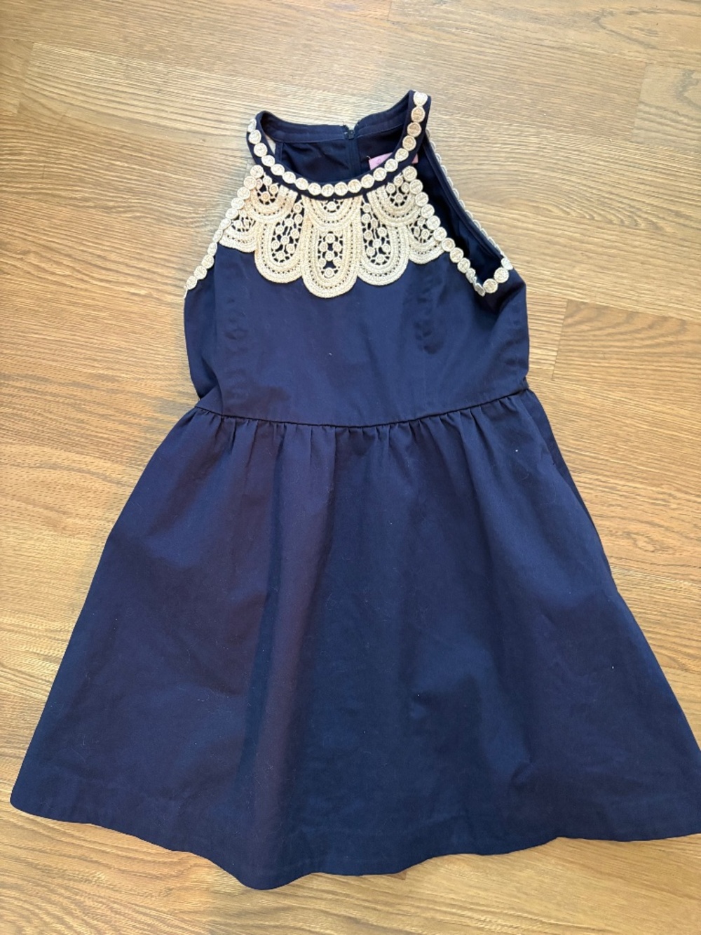 Lilly Pulitzer Girls Navy Gold Lace Party Dress Size 12 Girls